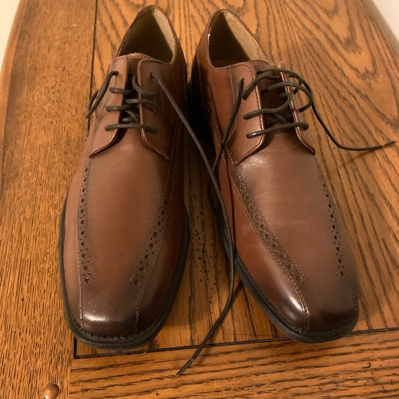 New Stacy Adams Irving Brown Leather Shoes Size 8 - Picture 2 of 5